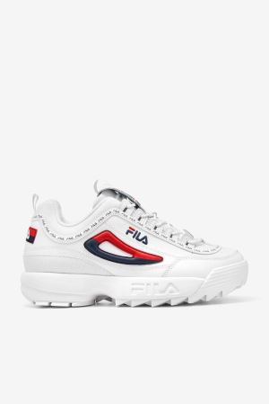 FILA Disruptor 2 Premium Repeat Sneakers White / Navy / Red,Mens Shoes | CA.PNIEDZ317